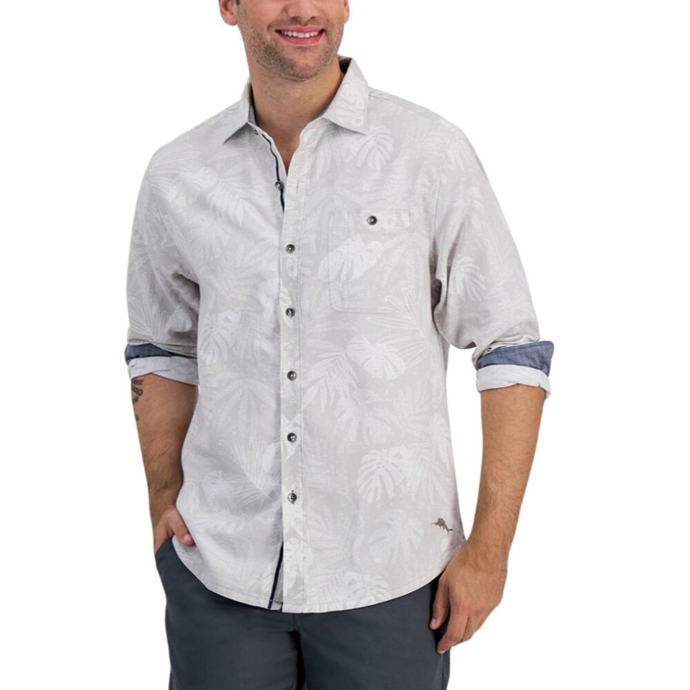 Tommy Bahama Canyon Beach Cloudy Fronds Flannel Shirt Mens 2XLT Big Tall Asheen